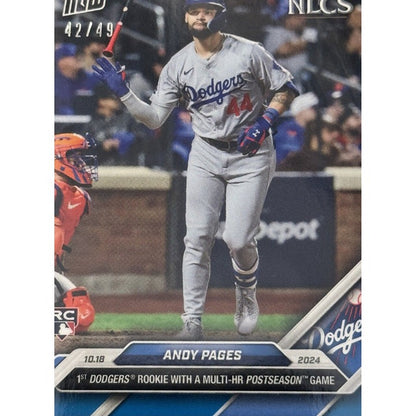 42/49* Andy Pages RC* 1st Dodgers Rookie W/Multi-HR Game 2024 MLB Topps NOW #850