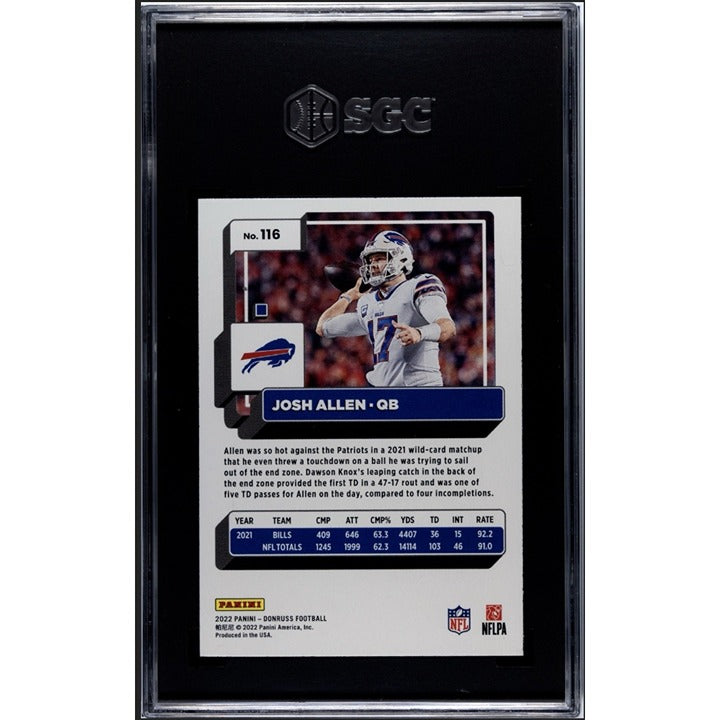 Josh Allen 2022 Donruss Hyper Press Proof Premium Holo #116 NFL Bills - SGC 9.5*