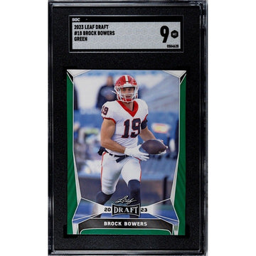 2023 Leaf Draft Picks Brock Bowers Football Card #18 Green Parallel UGA Bulldogs