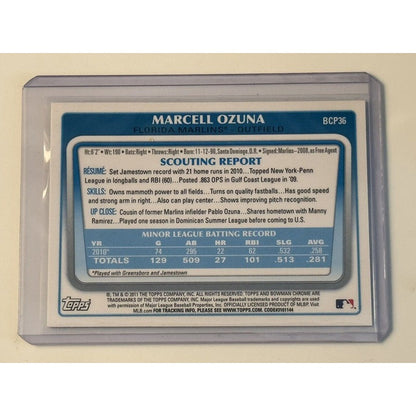 Marcell Ozuna RC 2011 Bowman Chrome Prospects #BCP36 1st MLB Braves Rookie Card