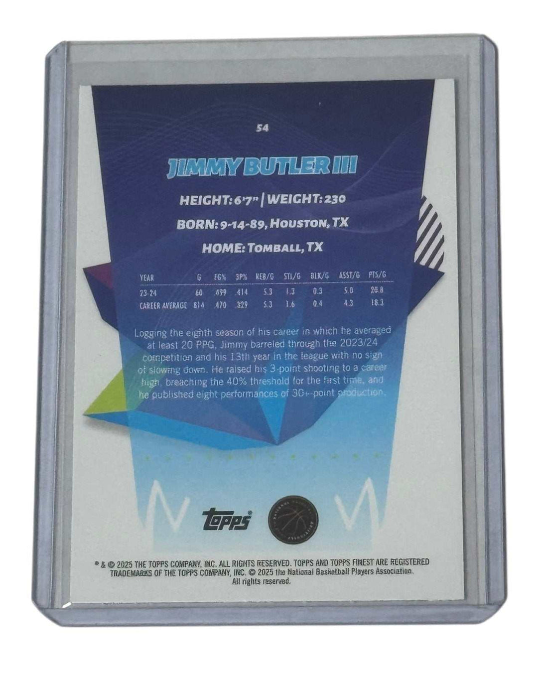 2023-24 Topps Finest Jimmy Butler III NBA card #54 Miami Heat chromium design