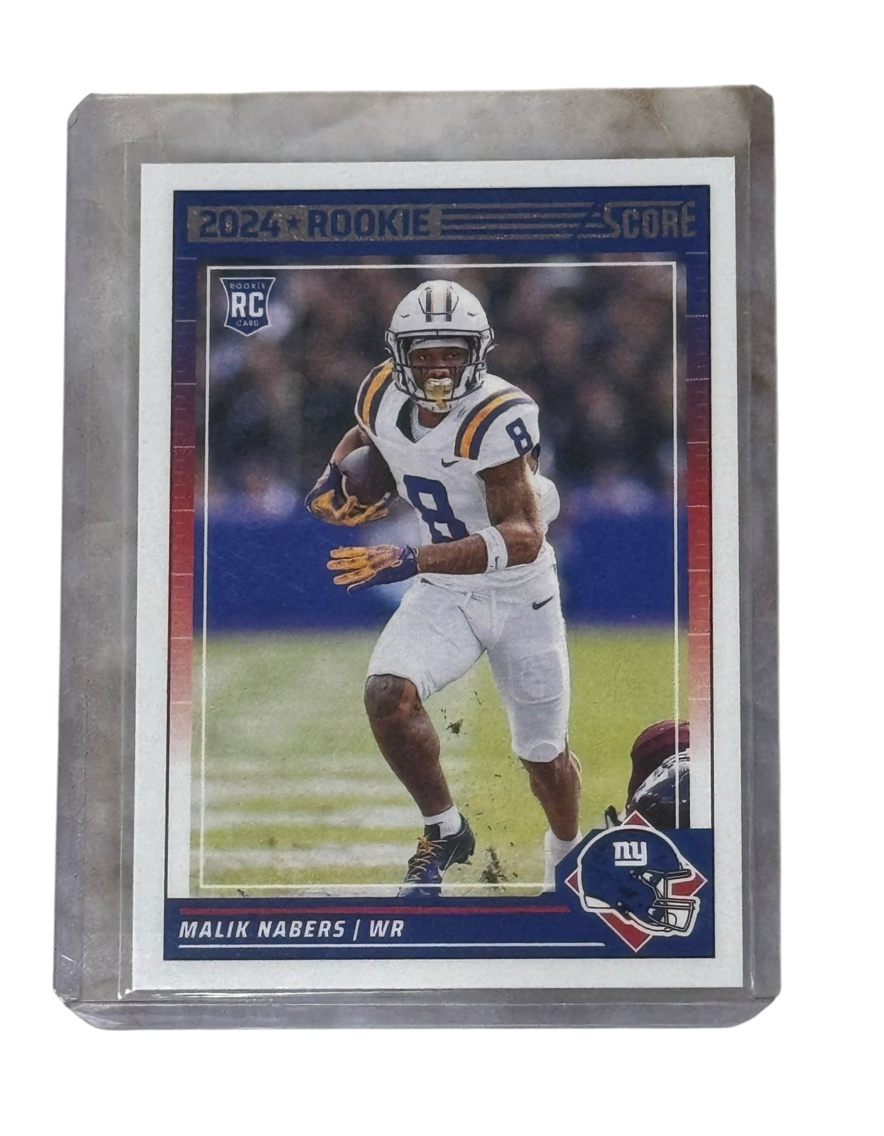 Malik Nabers rookie card 2024 Score NFL New York Giants WR in protective holder