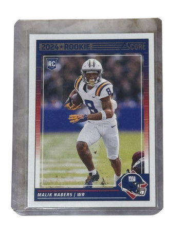 Malik Nabers rookie card 2024 Score NFL New York Giants WR in protective holder