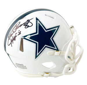 MINI Drew Pearson Signed HOF 21 Inscription Dallas Cowboys ALT 2022 Speed Helmet