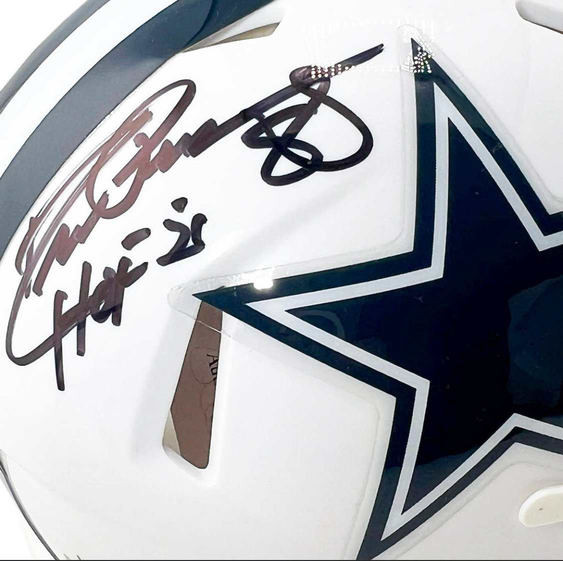 Drew Pearson signed Dallas Cowboys mini helmet with HOF 21 inscription and JSA certification