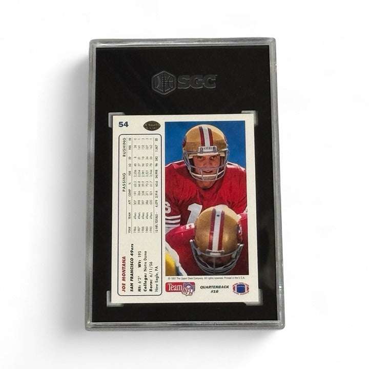 1991 Upper Deck Joe Montana #54 San Francisco 49ers trading card PSA 9 mint slabbed collectible