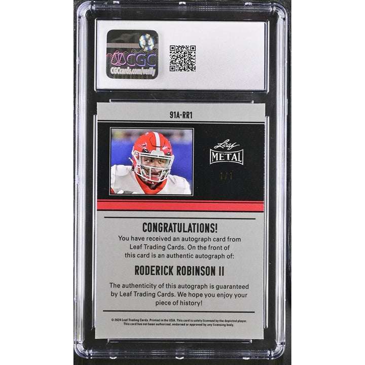 2024 Leaf Metal Autograph Roderick Robinson II UGA Dogs graded CGC 10 card