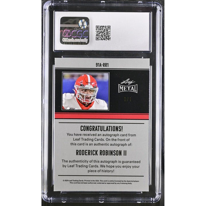 2024 Leaf Metal Autograph Roderick Robinson II UGA Dogs #91A-RR1 - GRADED CGC 10