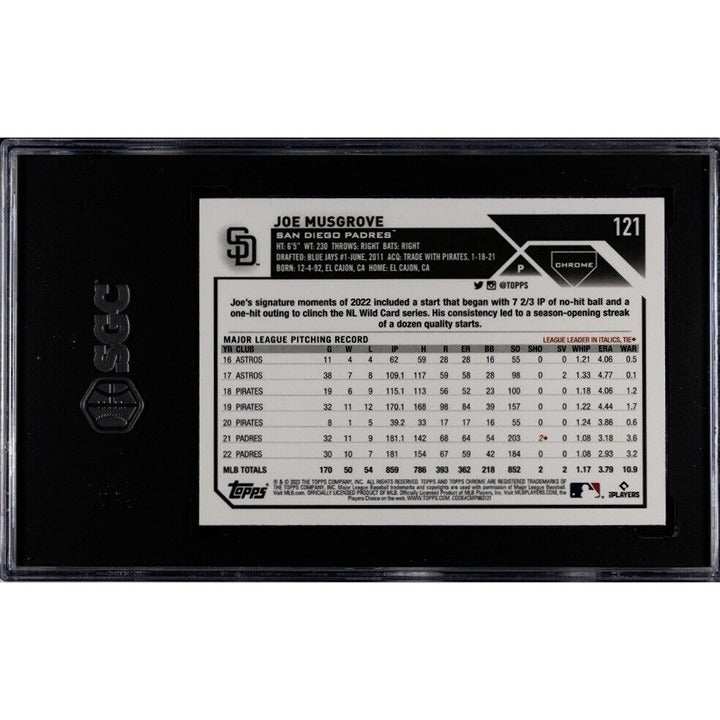Joe Musgrove 2023 Topps Chrome Baseball Card #121 San Diego Padres graded SGC 10 in protective case