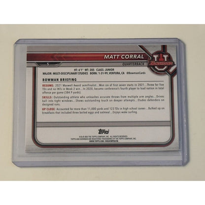 2022 Matt Corral Topps 1st Bowman U Prospects 1st Bowman #5 Ole Miss - Patriots*