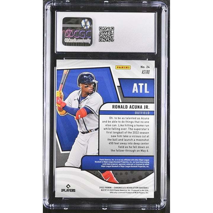 2022 Panini Chronicles Revolution Ronald Acuna Jr. #24 CGC 9 graded baseball card with holographic design