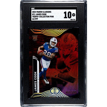 2022 Illusions Trophy Collection James Cook* RC Pink 66/399 NFL Bills #11 SGC 10