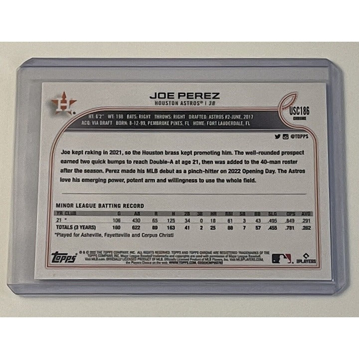 2022 Topps Chrome - Joe Perez* RC* - Card #USC186 - MLB Houston Astros - Rookie*