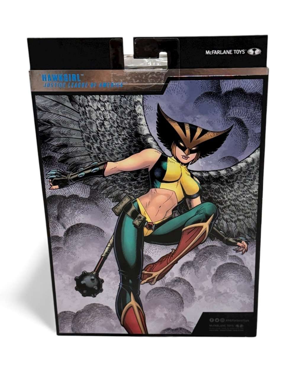 DC Multiverse Hawkgirl McFarlane Collector Edition figure in sealed packaging with comic art and wings
