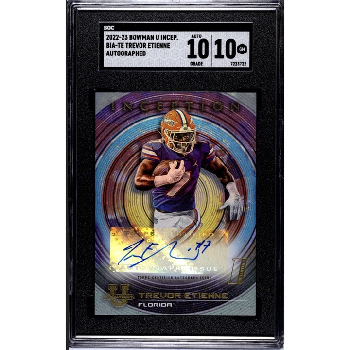 2022-23 Bowman U Inception  BIA-TE Trevor Etienne RC Autograph GATORS/UGA SGC 10
