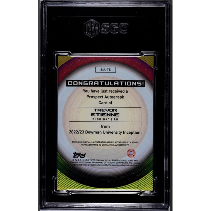 2022-23 Bowman U Inception  BIA-TE Trevor Etienne RC Autograph GATORS/UGA SGC 10