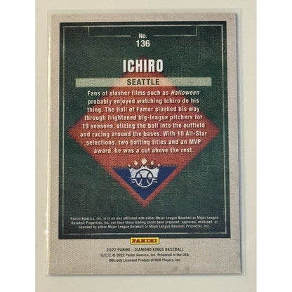 2022 Panini Diamond Kings #136 Ichiro MLB Suzuki Seattle Mariners #136 Near Mint