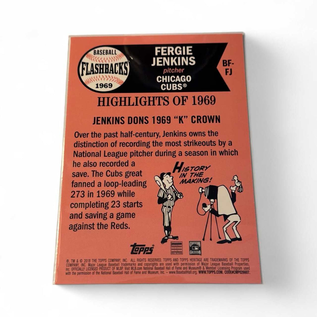 /49 OVERSIZED Fergis Jenkins 2018 Topps Heritage 1969 MLB Chicago Cubs baseball card