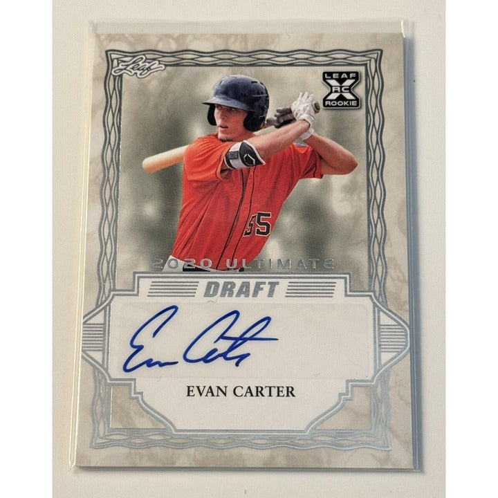 Evan Carter RC Auto 2020 Leaf Ultimate Draft Platinum Spectrum XRC - MLB Rangers
