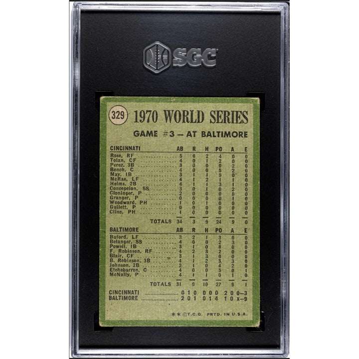 1971 Topps MLB World Series Game 3 SGC 1 baseball card featuring Frank Robinson vintage collectible