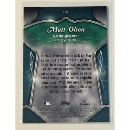 2022 Topps Chrome Matt Olson MLB Atlanta Braves Card #P-17 - Near Mint or Better