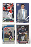 3 Drake Maye rookie cards and 1 Tom Brady Patriots football card bundle