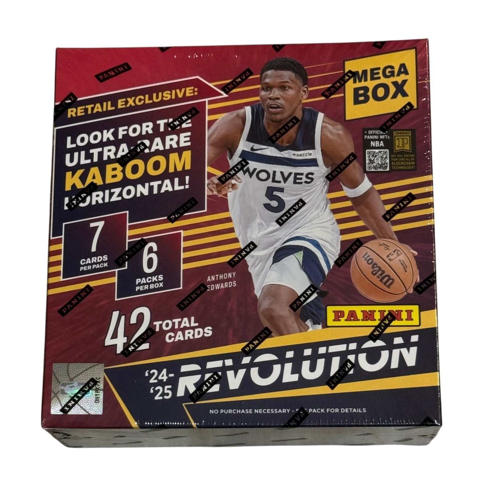 Panini Revolution 2024-25 Mega Box basketball trading cards sealed red box features Anthony Edwards image