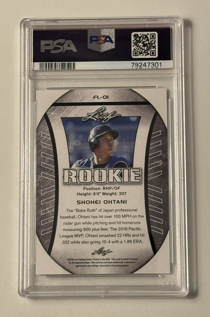 Shohei Ohtani JAPAN RC* 2018 Leaf Rookie Exclusive Flag FL01 PSA 10 GEM MINT MVP