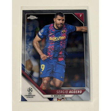 2021-22 Topps Chrome UCL Sergio Aguero Purple Refractor Futbol Card 39 Barcelona