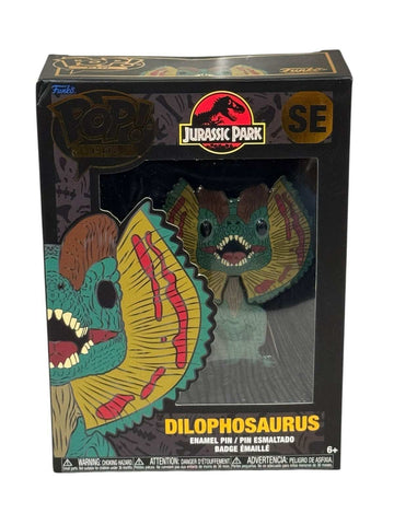 Funko Pop Pin Jurassic Park Dilophosaurus SE enamel collectible in display box