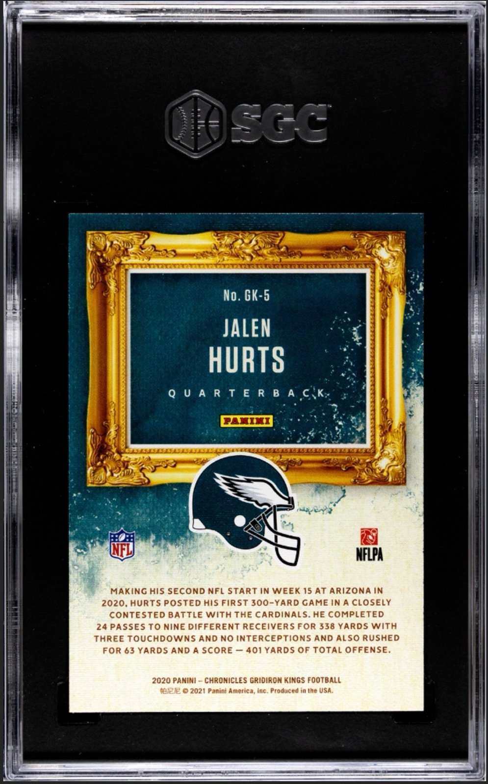2020 Panini Chronicles Jalen Hurts Rookie Gridiron Kings NFL Philadelphia Eagles SGC 9 card