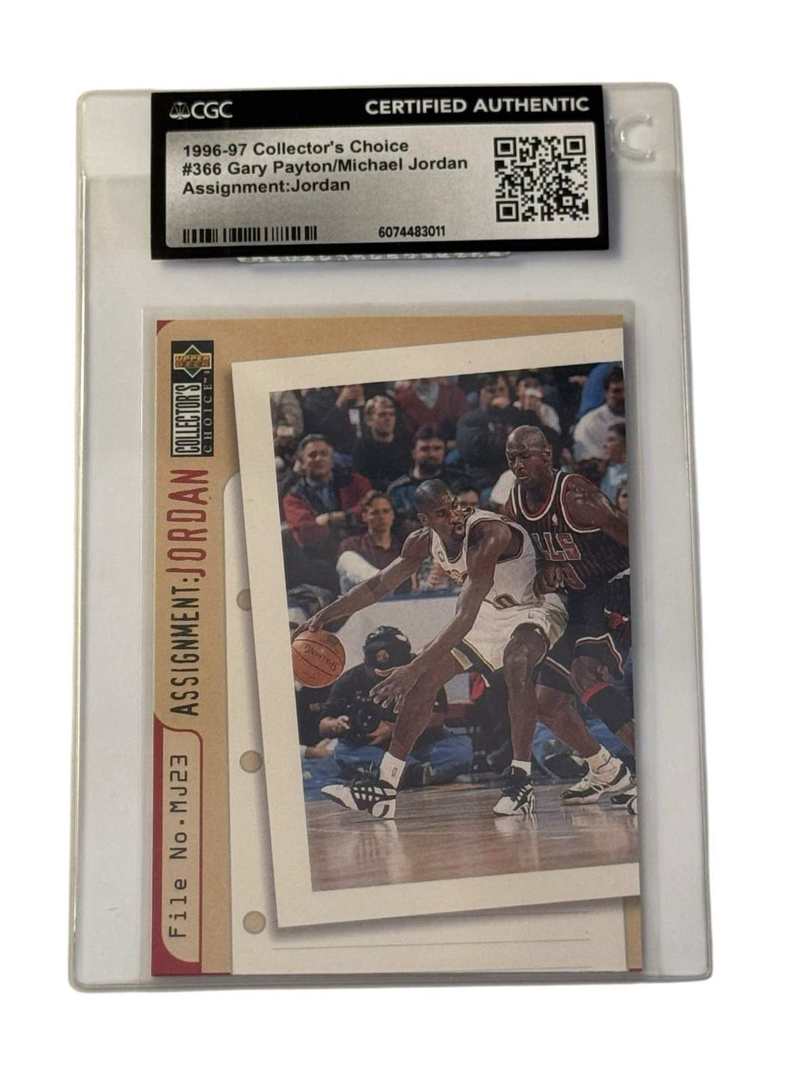 Iconic 1996-97 Collectors Choice card 366 Gary Payton vs Michael Jordan CGC certified authentic