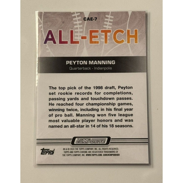 2023 Topps Composite Peyton Manning Topps Chrome All-Etch #CAE-7 - NFL Colts HOF