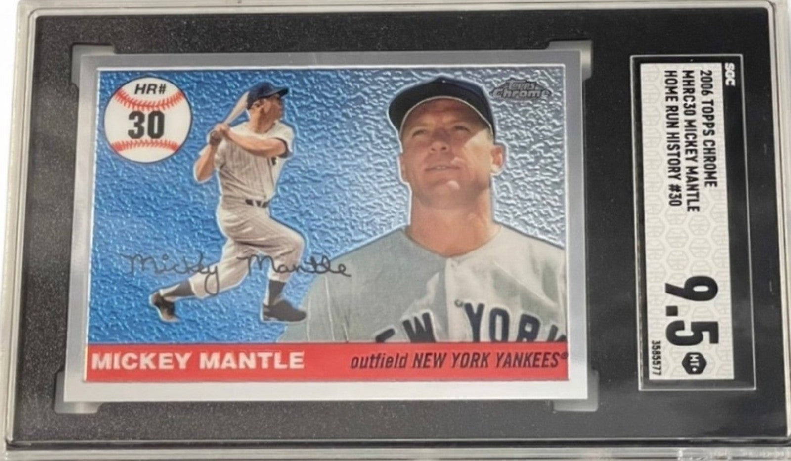 /100 2006 Topps Chrome Home Run History Blue Refractor Mickey Mantle #MHRC30 HOF