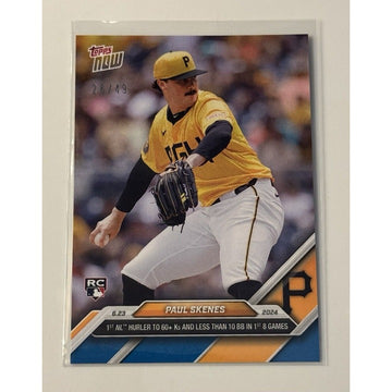 26/49* 2024 TOPPS NOW Paul Skenes RC* Blue Parallel SSP Pirates Rookie Card #334