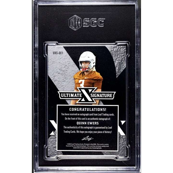 2022 Leaf Ultimate Draft Quinn Ewers Rookie Auto Gold 47/99 signed football card SGC 9