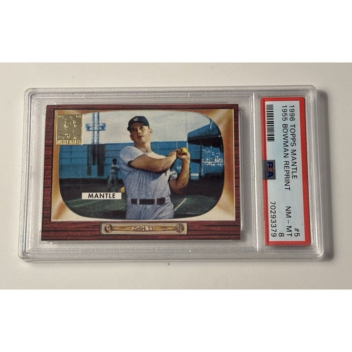 1996 TOPPS MANTLE REPRINT 1955 BOWMAN REPRINT Series Baseball Card #5 - PSA 8 NM