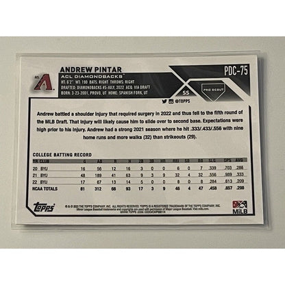 2023 Topps Pro Debut Chrome - Andrew Pintar RC #PDC-75 - MLB Rookie Diamondbacks