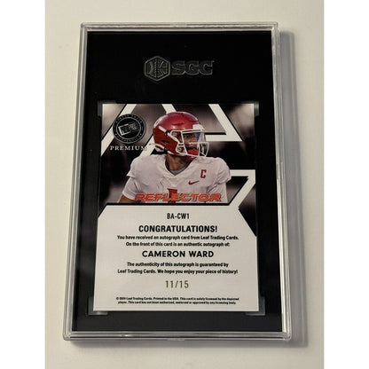 11/15* 2024 LEAF PRESS PASS BA-CW1 CAMERON WARD RC* Auto Refractor Miami SGC 8.5