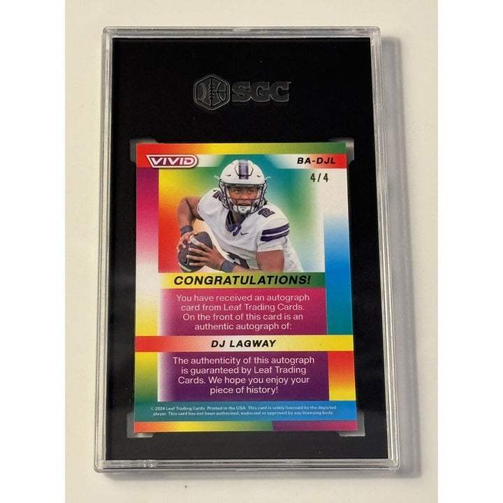 2024 Leaf DJ Lagway Rookie Card autographed green mojo vivid football trading card graded SGC 10