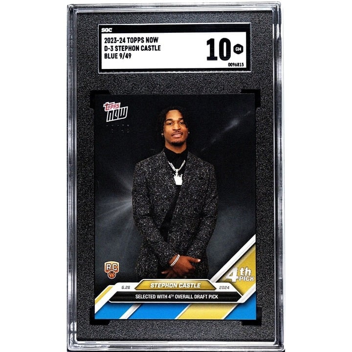 9/49 Stephon Castle 2024 Topps Now NBA #D-3 Draft Night Rookie Card Spurs SGC 10