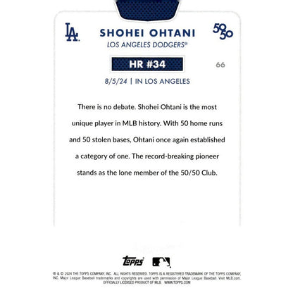 50/50 LIMITED EDITION! Shohei Ohtani MLB LA Dodgers 2024 TOPPS NOW Season #HR 34
