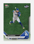 Kike Hernandez 2025 Topps NOW Card showing Dodgers' game-winning double play against Blue Jays
