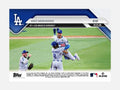 Kike Hernandez 2025 Topps NOW Card showing Dodgers celebrating game-winning double play