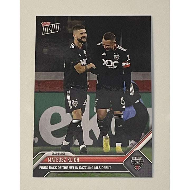 2023 Topps Now Mateusz Klich DC United soccer card celebrating dazzling MLS debut goal