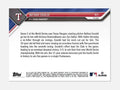 2023 World Series Topps NOW card of Nathan Eovaldi pitching for Texas Rangers in postseason win