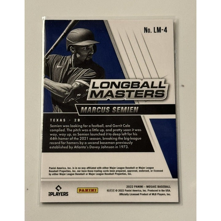 Marcus Semien* 2022 Panini Mosaic Card Number LM-4 Long Ball Masters MLB Rangers