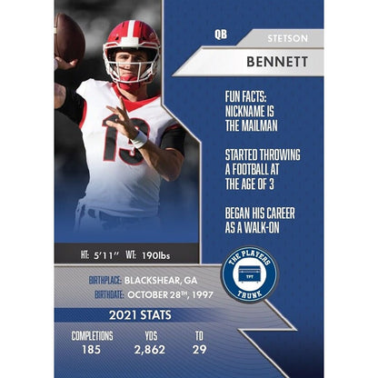 Stetson Bennett Gold #66/140 Auto 2022 Players Trunk 2 TIME CHAMPS/UGA Bulldogs*