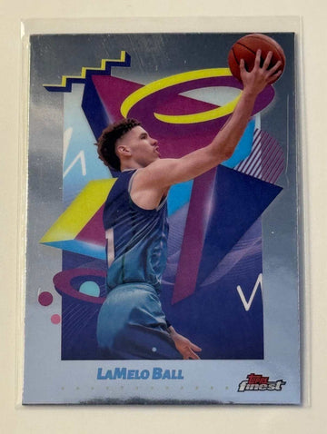 2023-24 Topps Finest LaMelo Ball basketball card #208 Charlotte Hornets with vibrant colors and shine