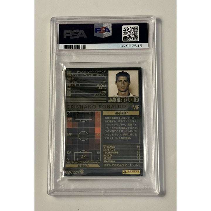 2004-05 Panini WCCF Cristiano Ronaldo European Clubs #59 PSA 8 graded rookie soccer trading card in protective case